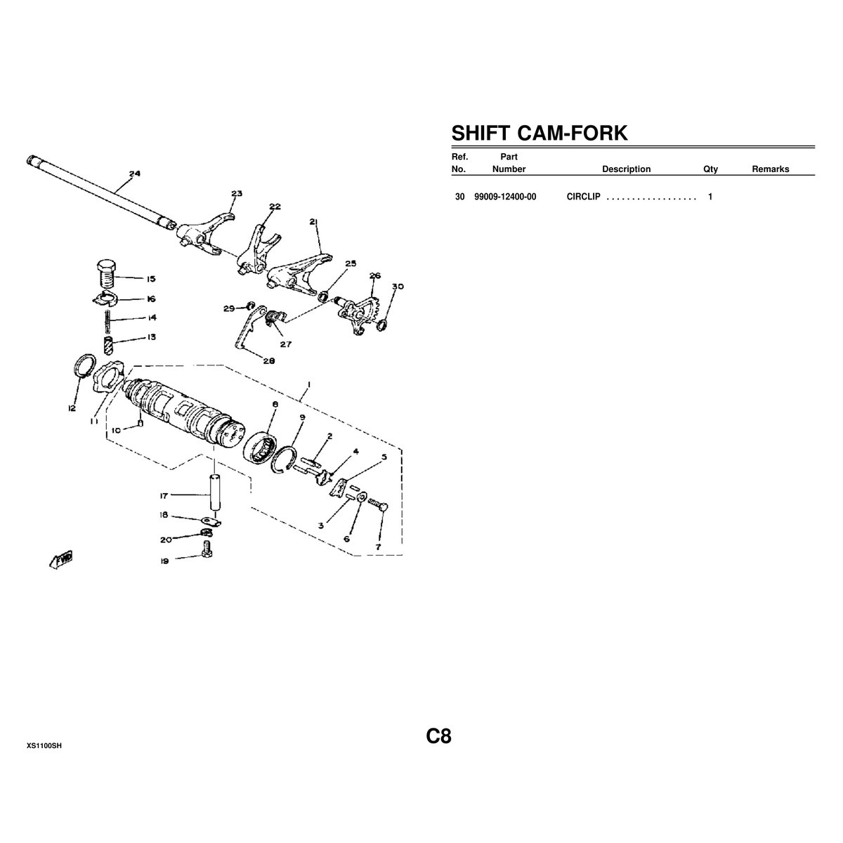 Yamaha XS1100SH Cylinder Head Parts Manual PDF - Vintage Manual - Image 2