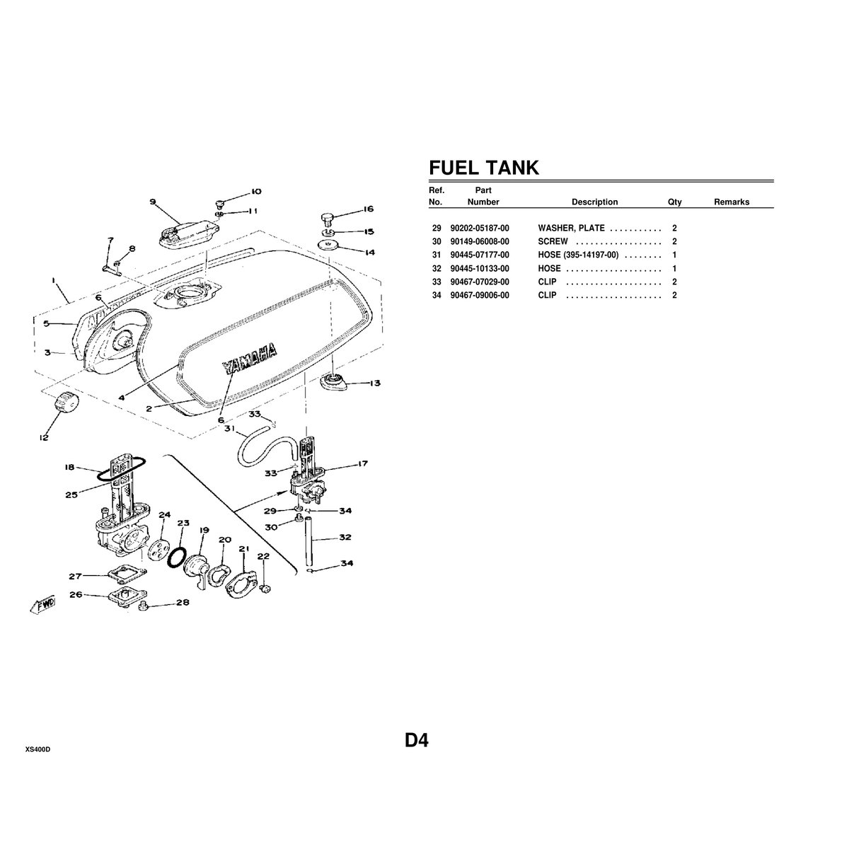 Yamaha XS400D Cylinder Head & Cylinder Parts Manual PDF - Image 5