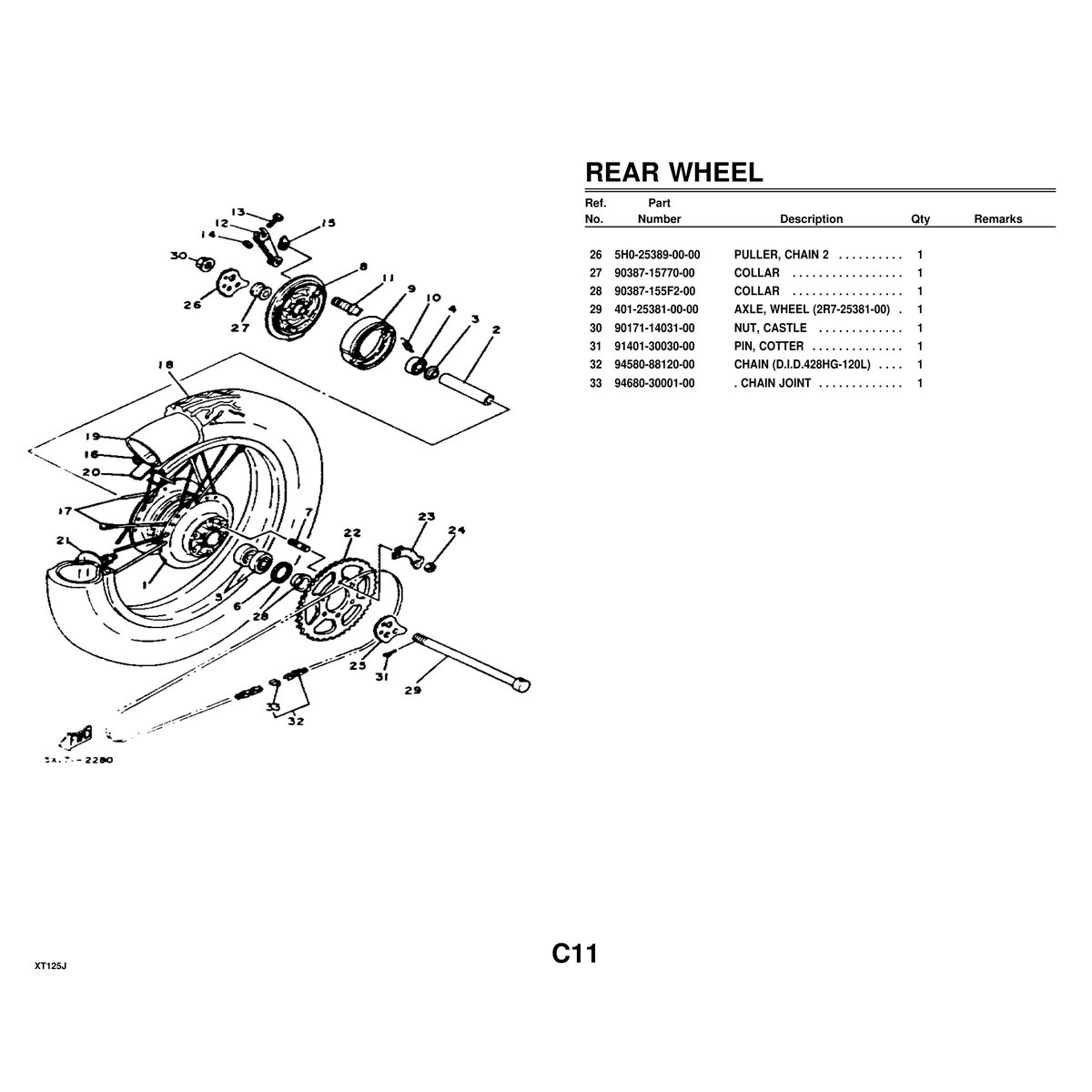 Yamaha XT125J Cylinder Head & Parts Manual PDF - 47 Pages - Image 4
