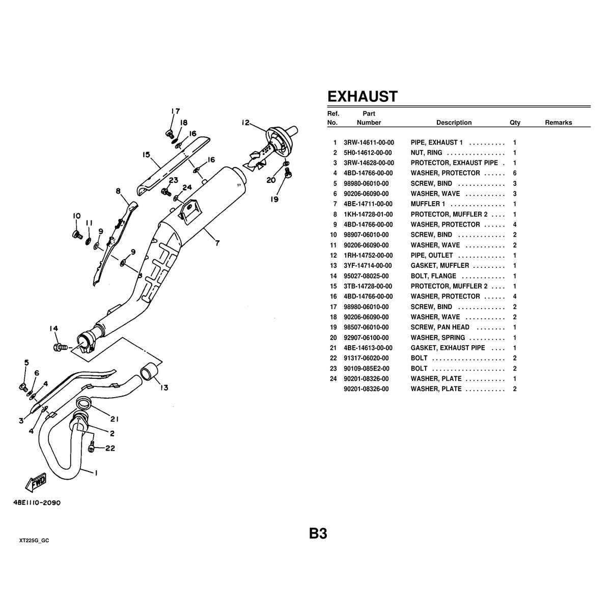Yamaha XT225G Parts Diagram Manual - Complete Assembly Guide PDF - Image 3