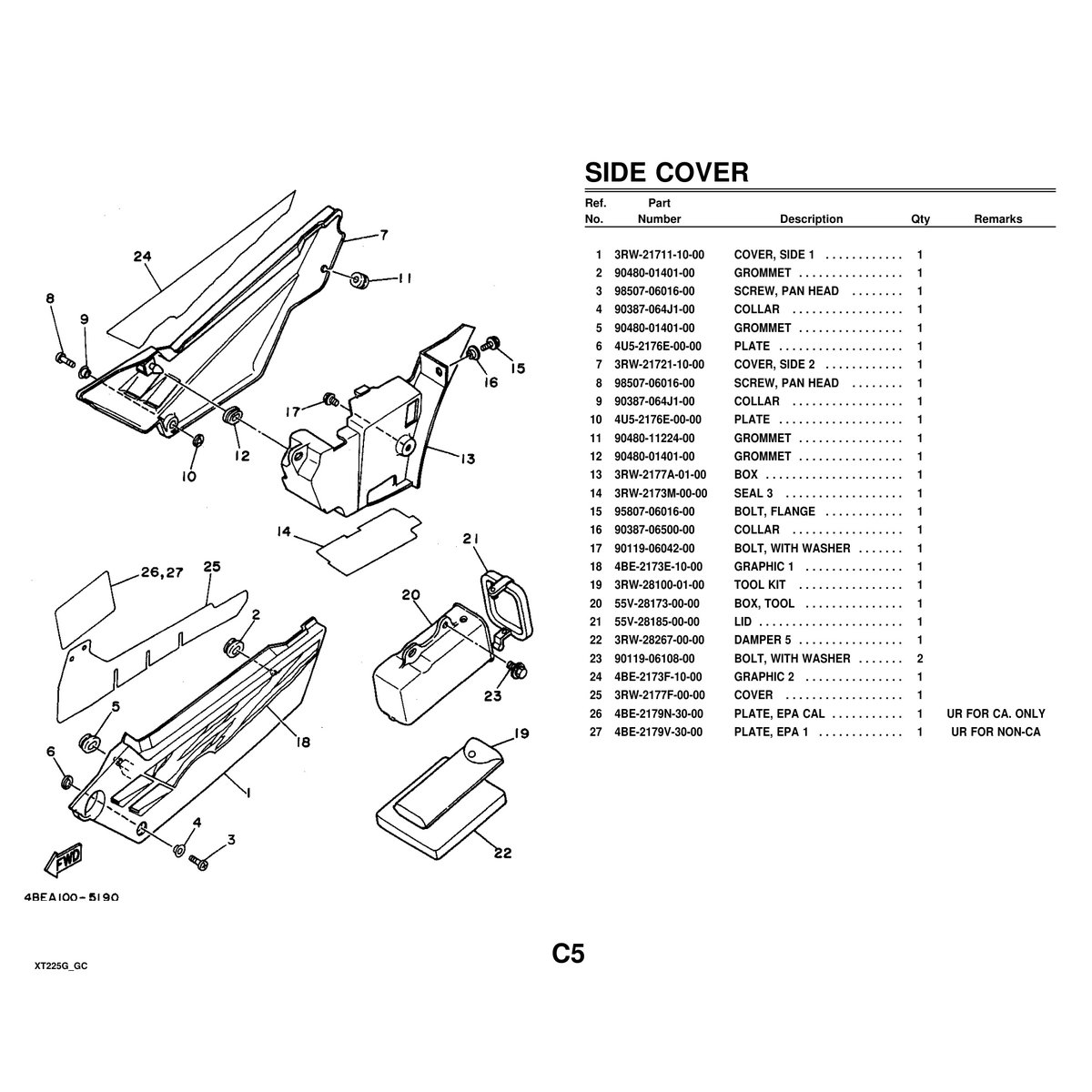 Yamaha XT225G Parts Diagram Manual - Complete Assembly Guide PDF - Image 5