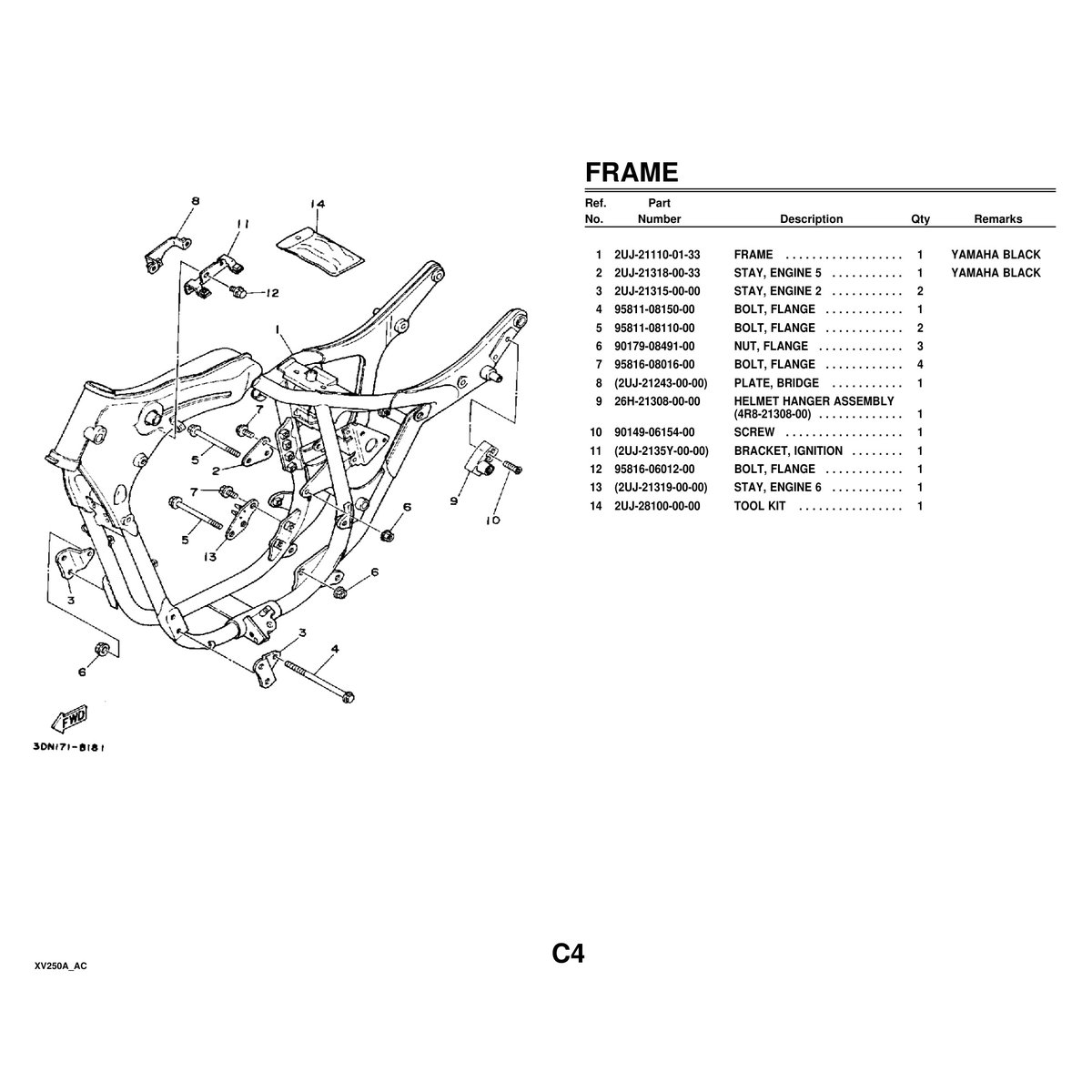 Yamaha XV250A Cylinder Head Parts Manual - Complete Assembly PDF - Image 3