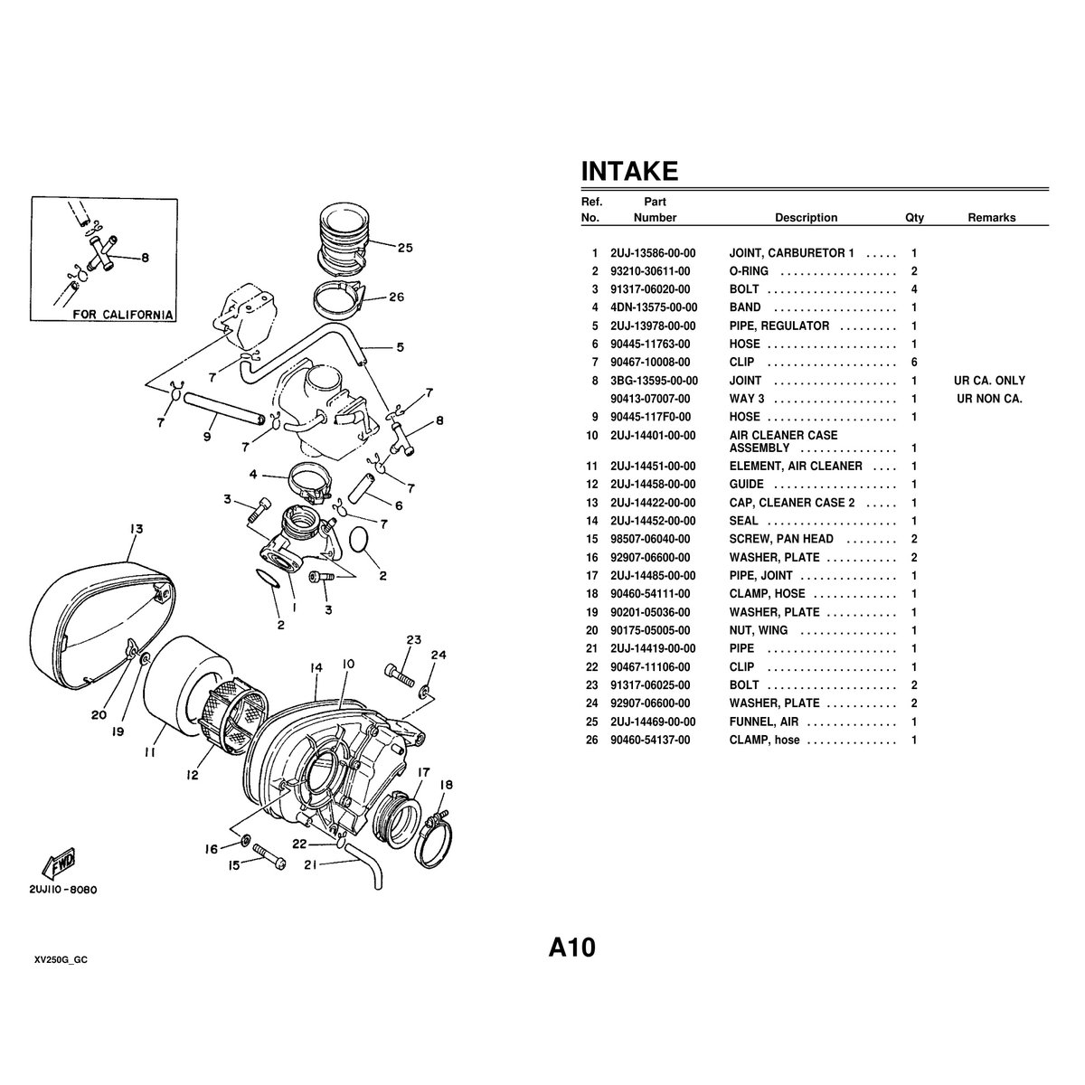 Yamaha XV250G Motorcycle Parts Manual - Cylinder Head Assembly PDF - Image 2