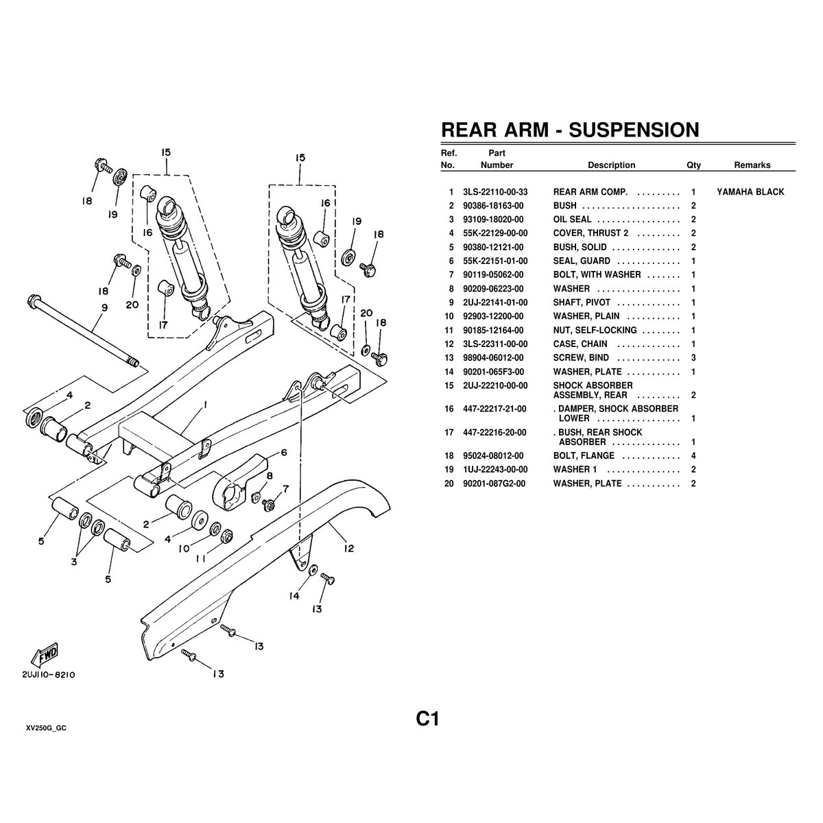 Yamaha XV250G Motorcycle Parts Manual - Cylinder Head Assembly PDF - Image 4