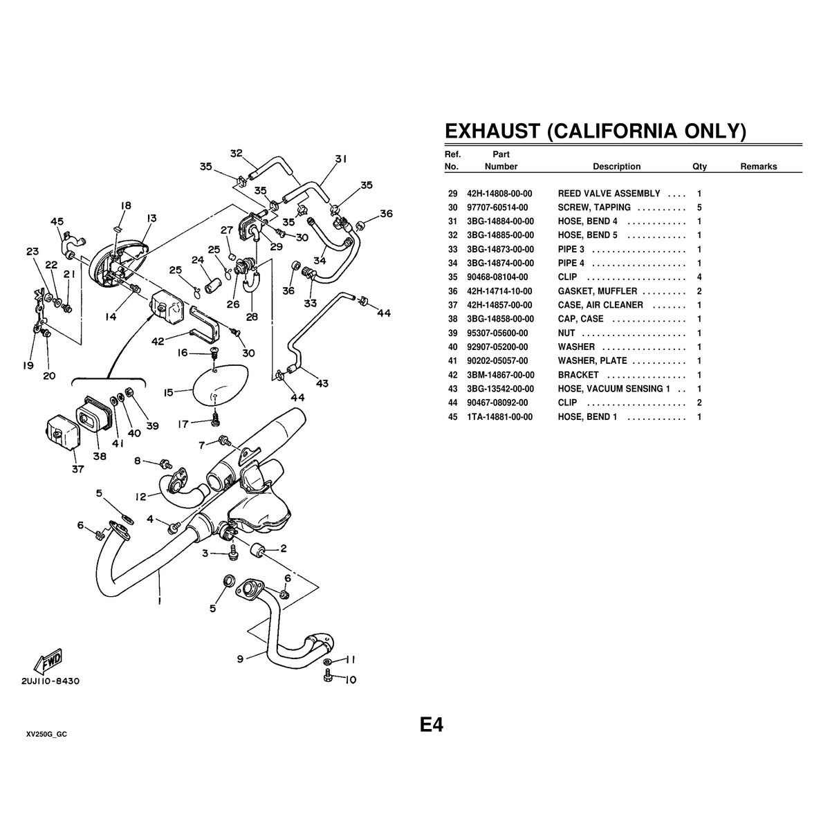 Yamaha XV250G Motorcycle Parts Manual - Cylinder Head Assembly PDF - Image 6