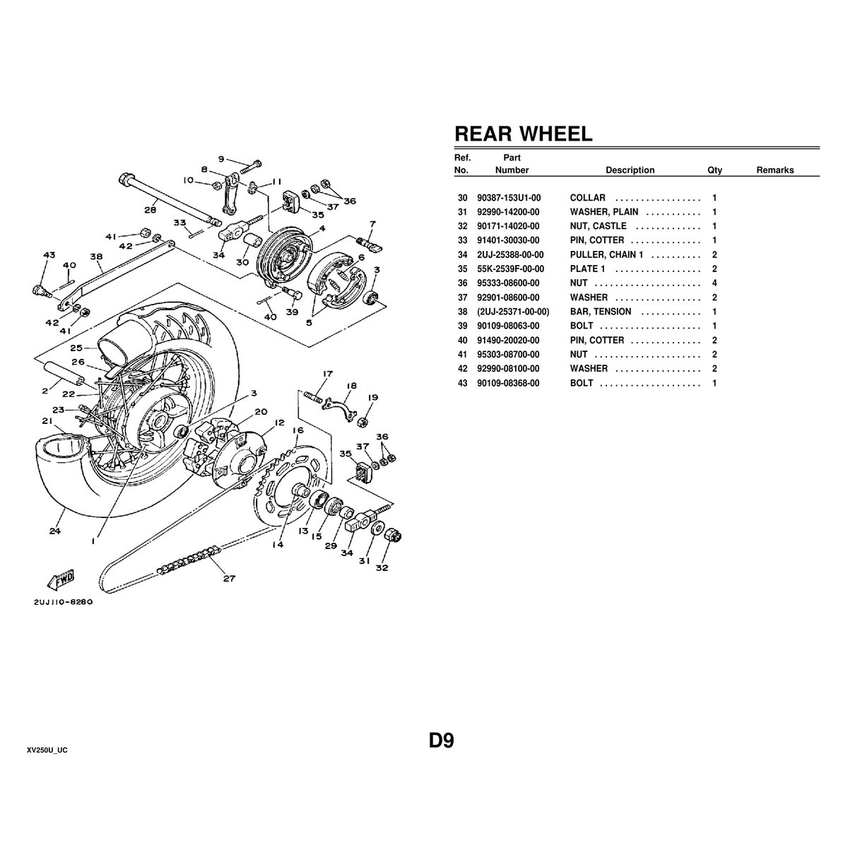 Yamaha XV250U Motorcycle Parts Manual - Cylinder Head Assembly PDF - Image 6