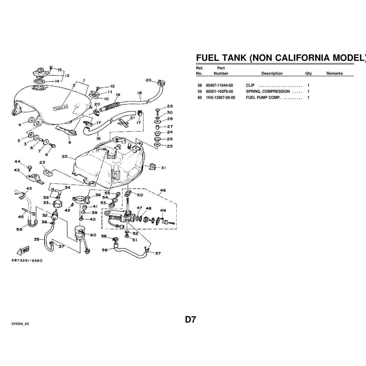 Yamaha XV535A Cylinder Head Assembly Parts Manual - 68 Pages - Image 3