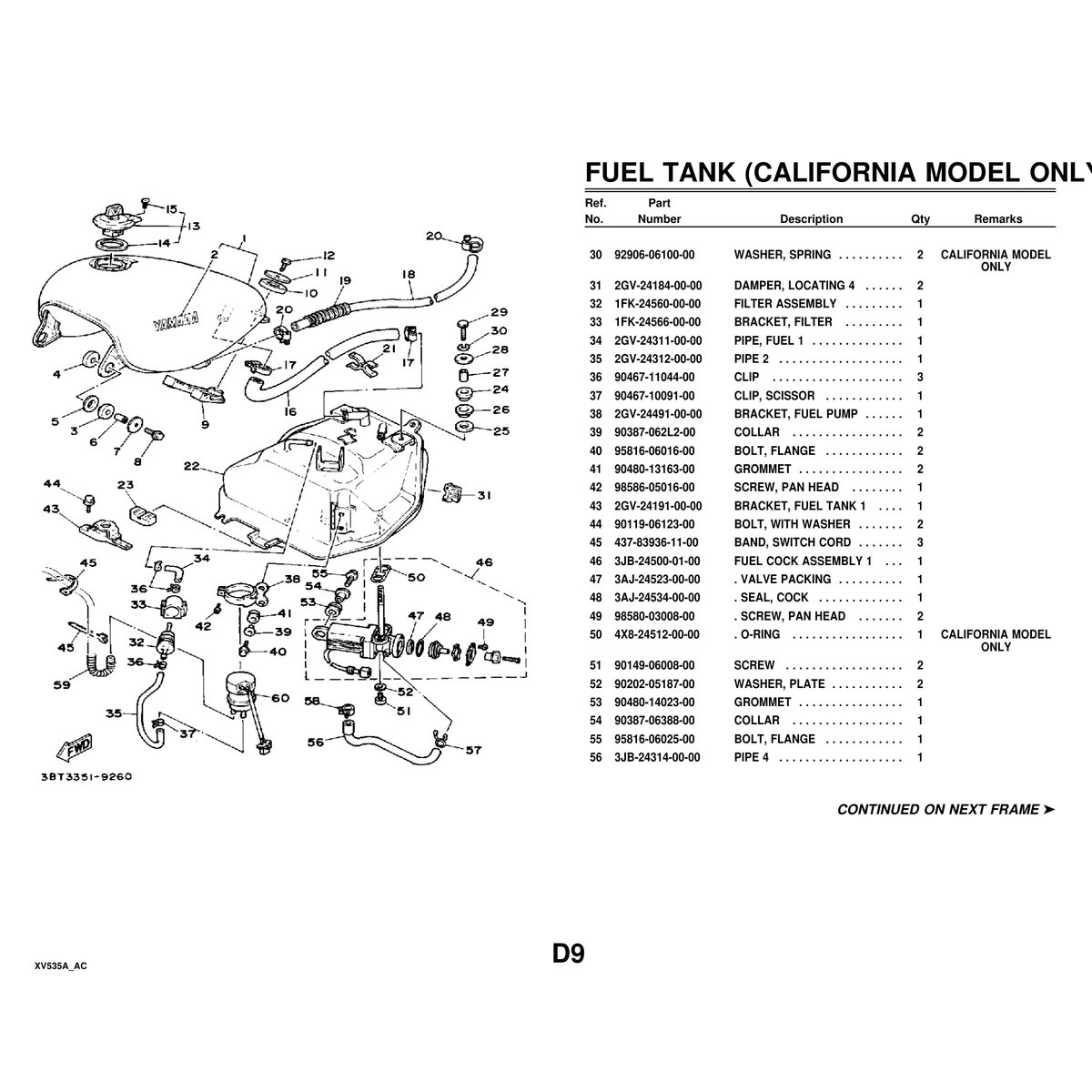 Yamaha XV535A Cylinder Head Assembly Parts Manual - 68 Pages - Image 4