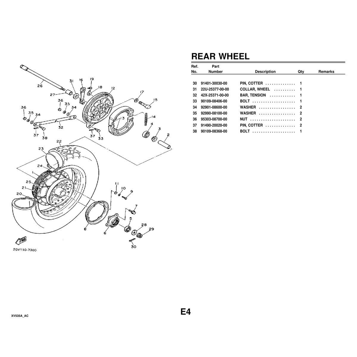 Yamaha XV535A Cylinder Head Assembly Parts Manual - 68 Pages - Image 5