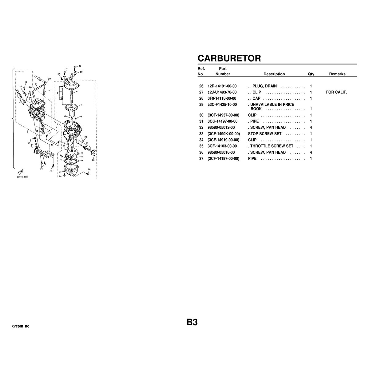 Yamaha XV750B Cylinder Head Parts Manual PDF - 63 Pages - Image 3