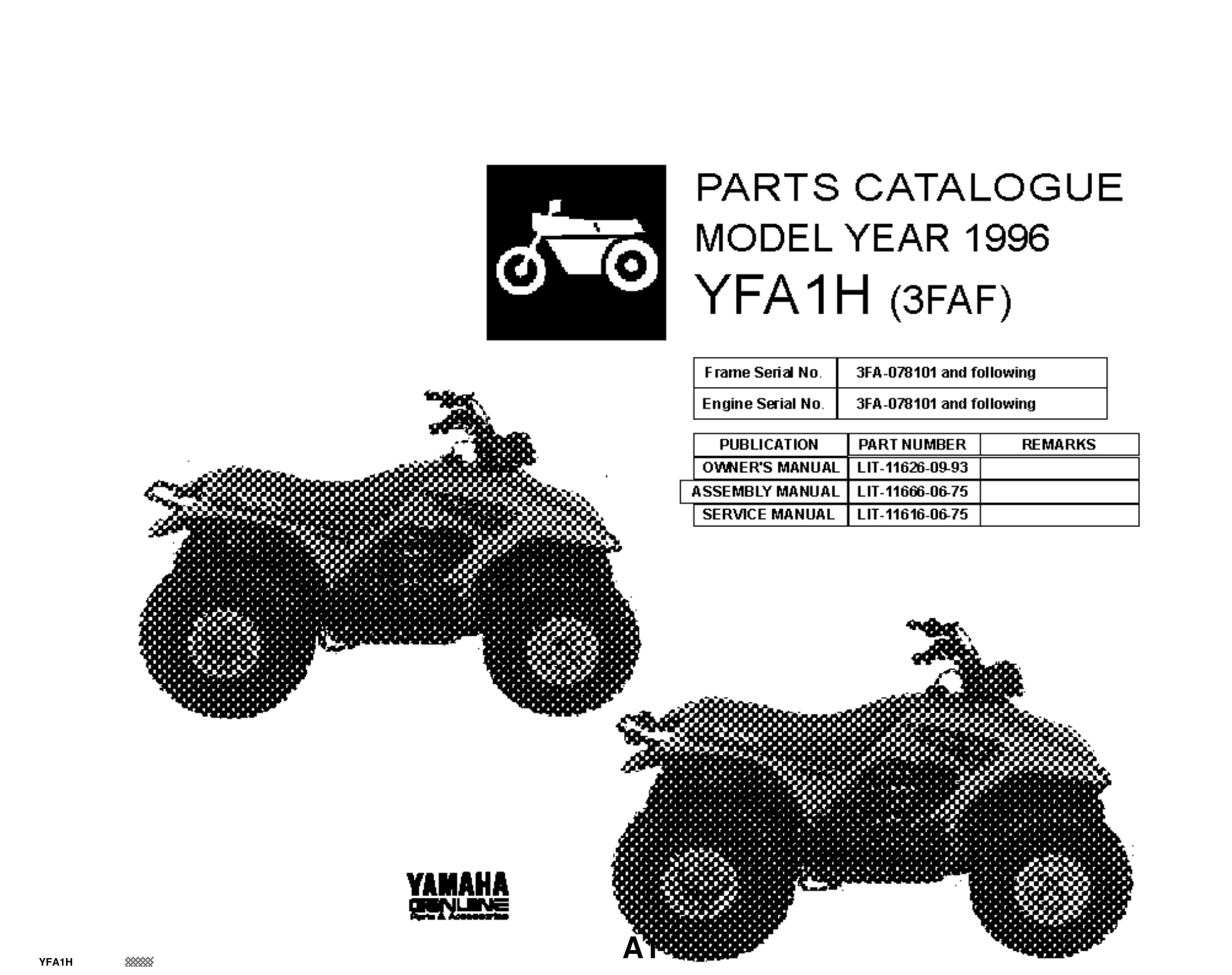Yamaha YFA1H Cylinder Parts Manual PDF - Instant Download