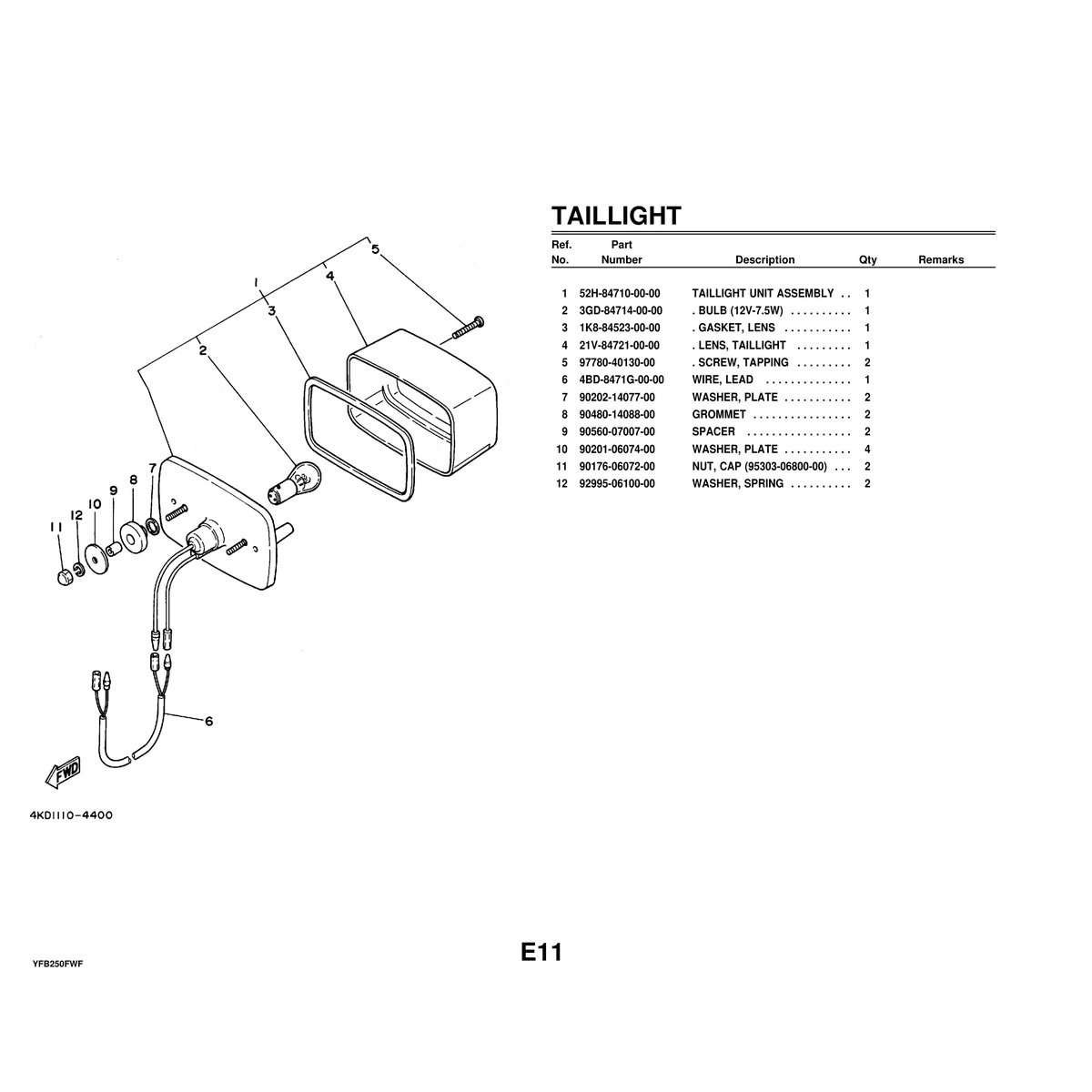 Yamaha YFB250FWF Cylinder Head & Cylinder Parts Manual PDF - Image 7
