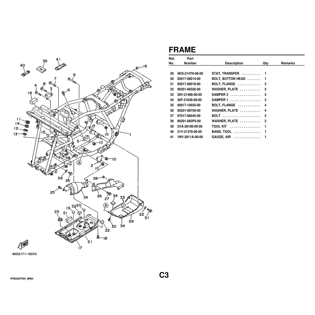 Yamaha YFB250FWH Parts Manual - Cylinder Head & Engine Components - Image 2