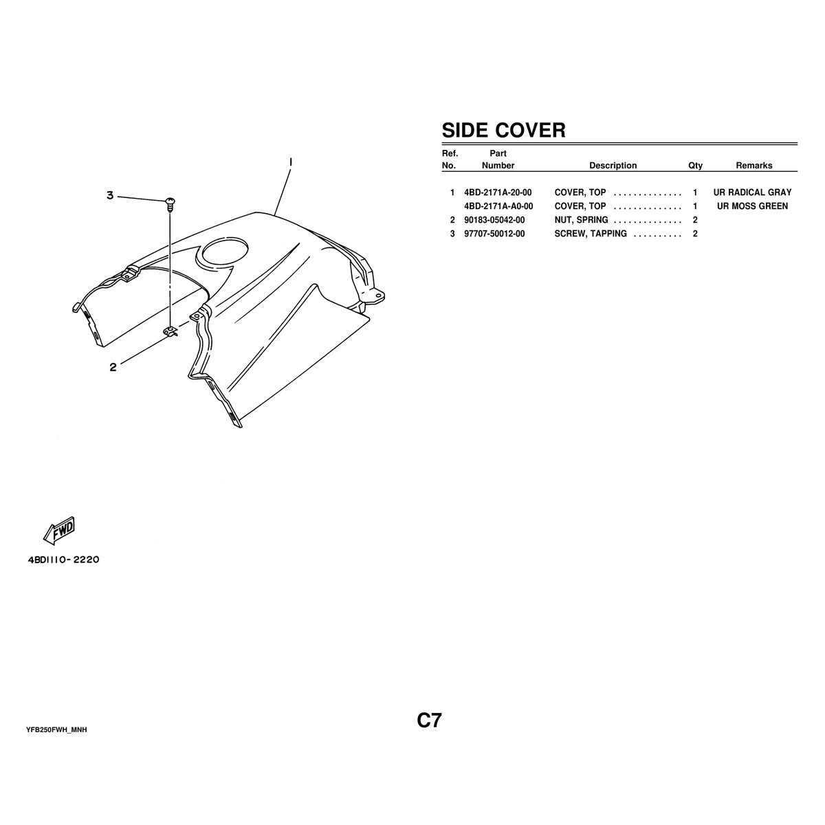 Yamaha YFB250FWH Parts Manual - Cylinder Head & Engine Components - Image 3