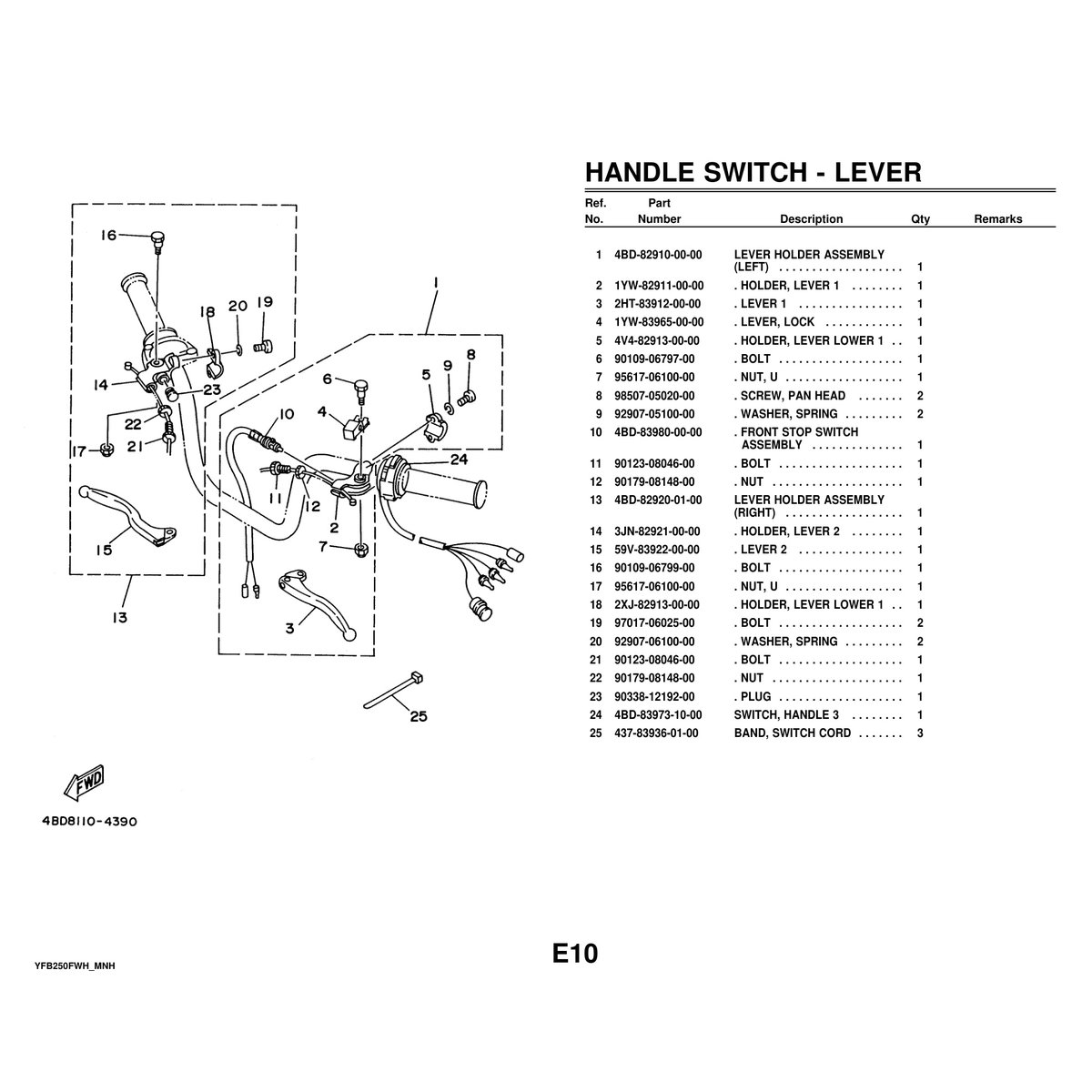 Yamaha YFB250FWH Parts Manual - Cylinder Head & Engine Components - Image 7