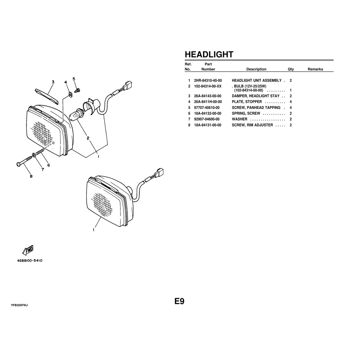 Yamaha YFB250FWJ Cylinder Head Parts Manual PDF Guide - Image 7