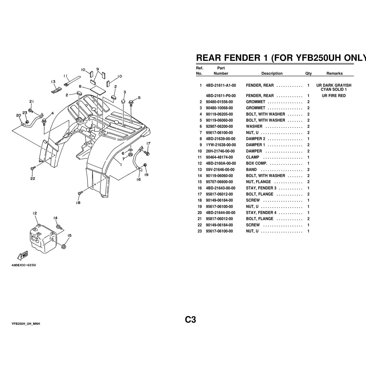 Yamaha YFB250H Parts Manual - Complete Component Guide - Image 2
