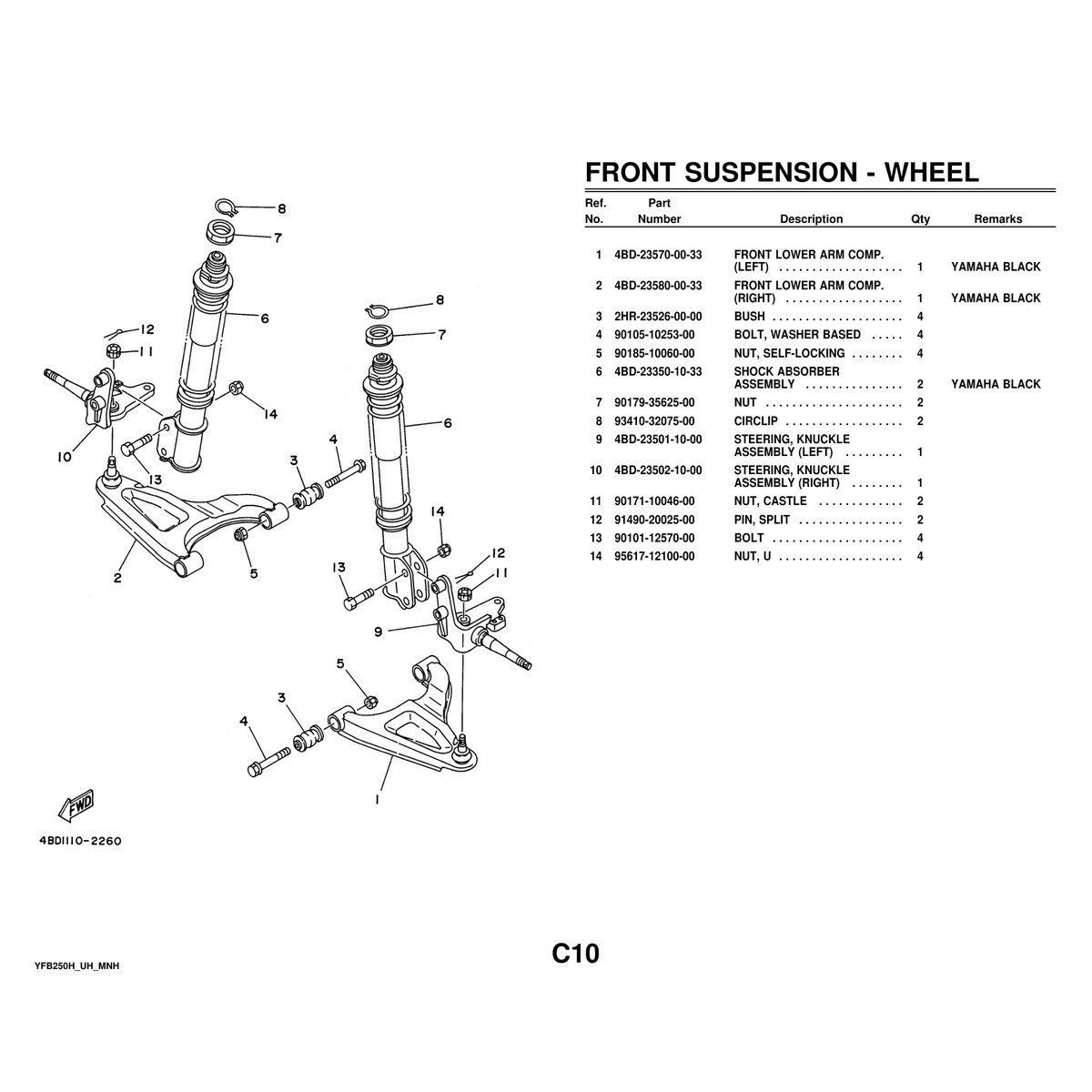 Yamaha YFB250H Parts Manual - Complete Component Guide - Image 3