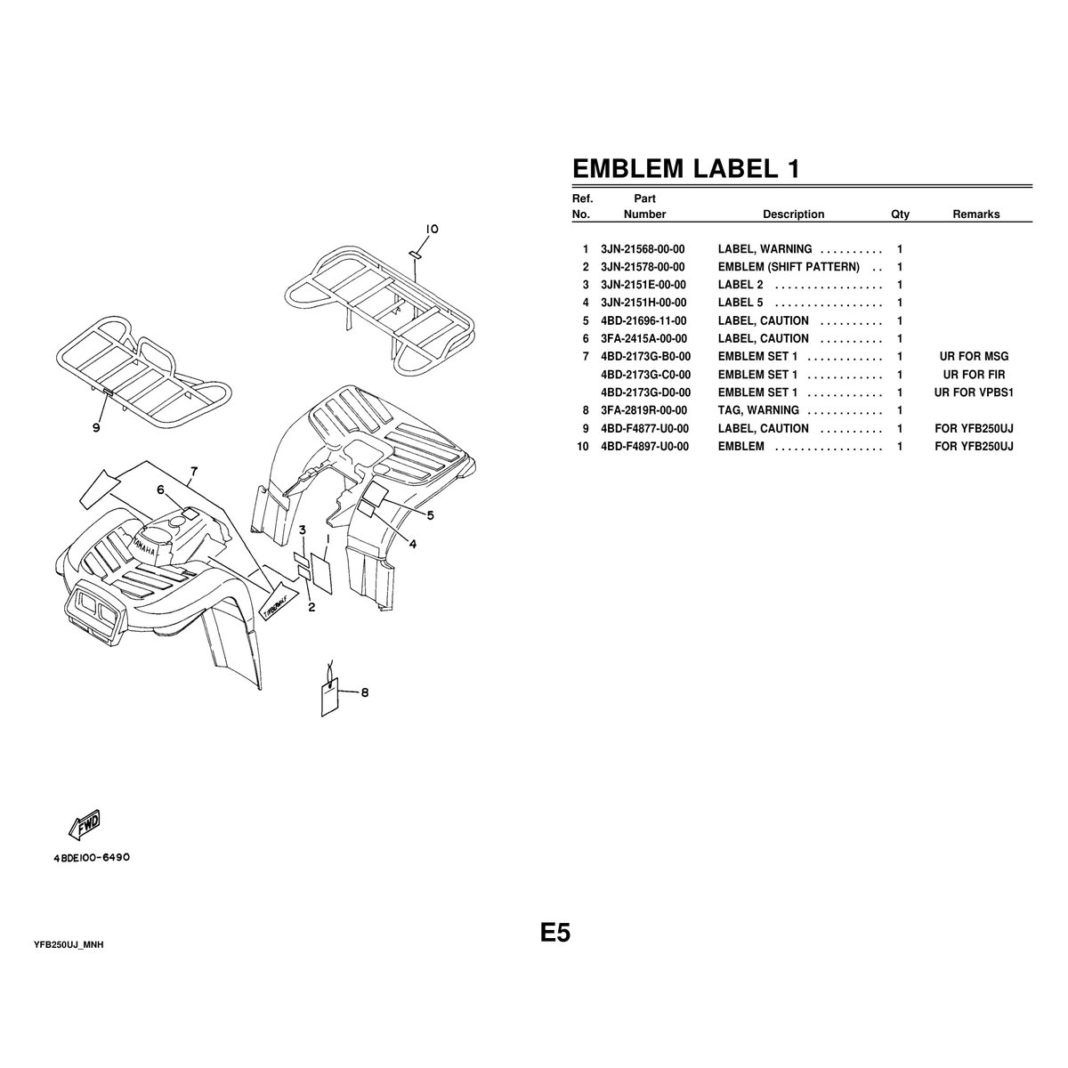 Yamaha YFB250UJ Cylinder Head Assembly Parts Manual PDF 59 Pages - Image 6