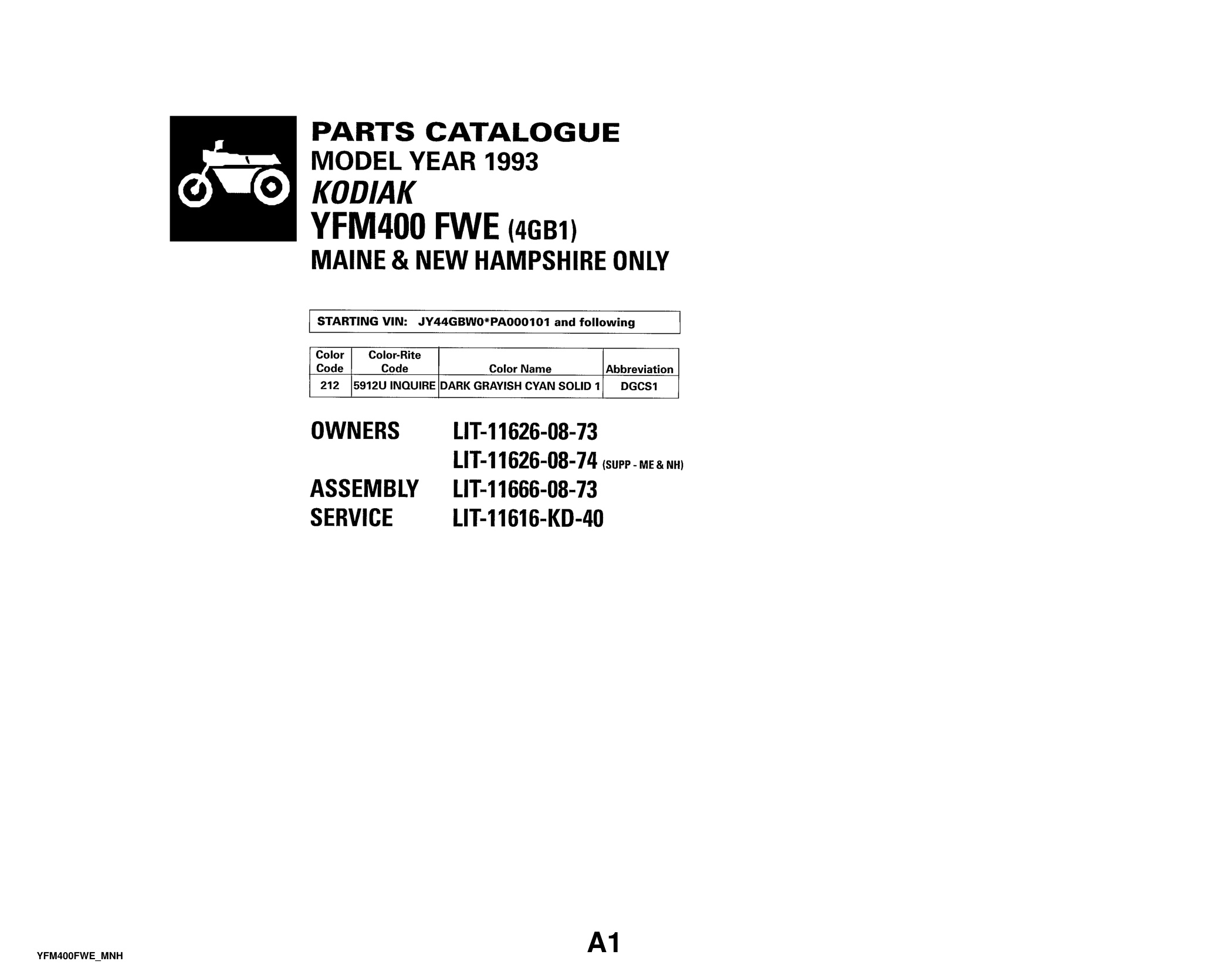 Yamaha YFM400FWE Parts Manual PDF - Complete Parts Catalog