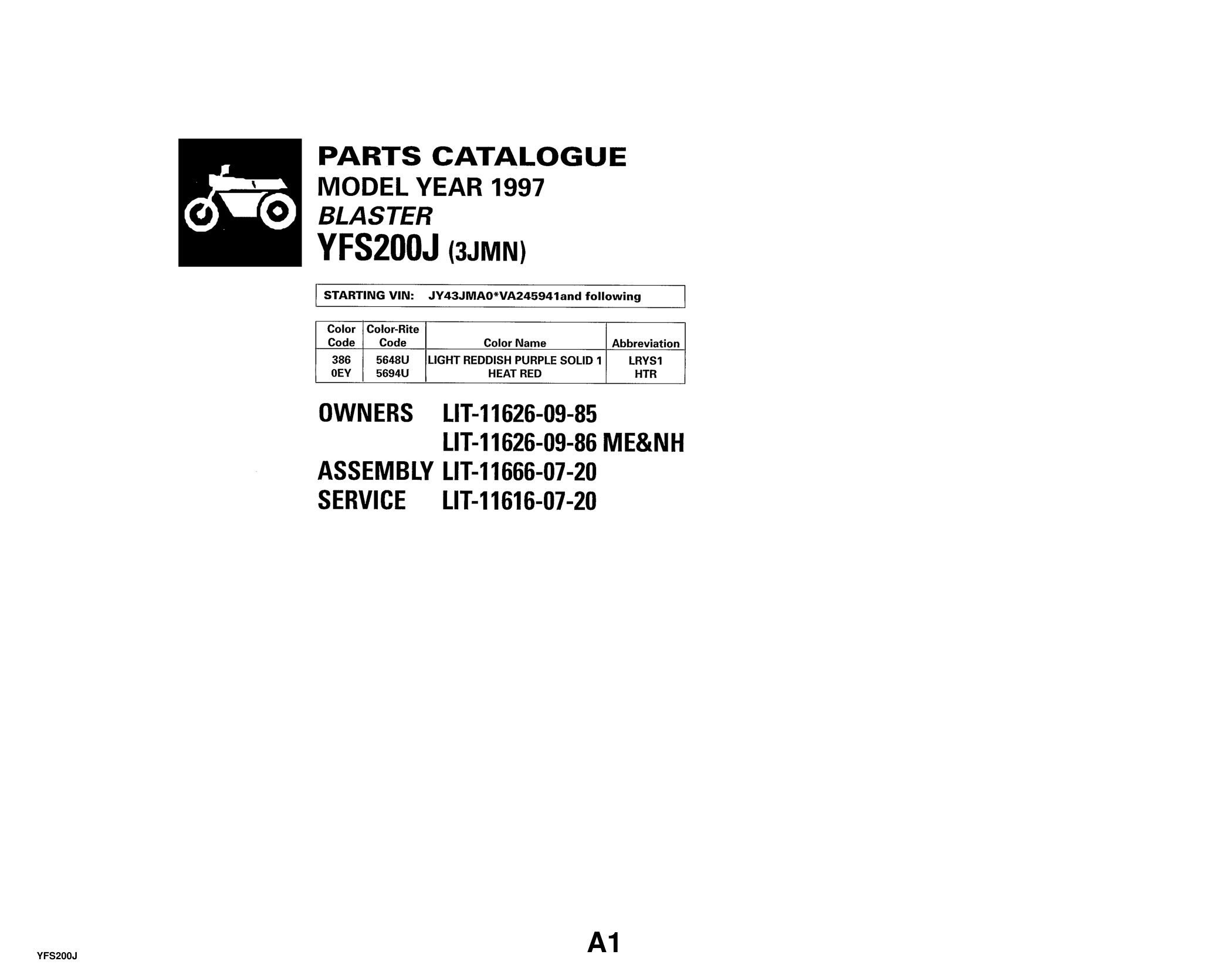 Yamaha YFS200J Blaster Parts Manual PDF - Official Factory Guide