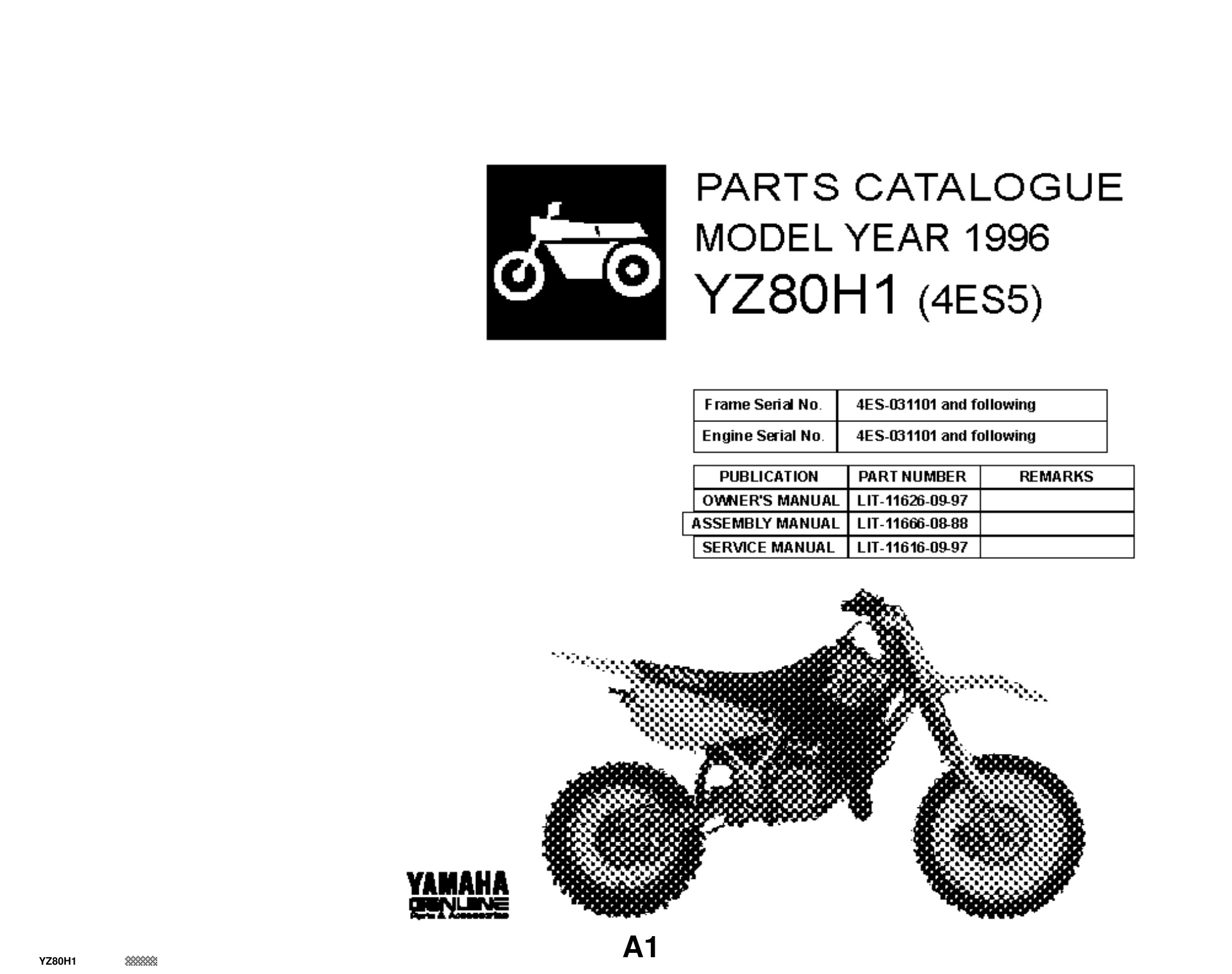 Yamaha YZ80H1 Parts Manual PDF - Complete Parts Catalog