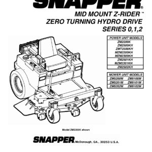 Snapper Mower ZM2200K Service Manual PDF Maintenance Guide